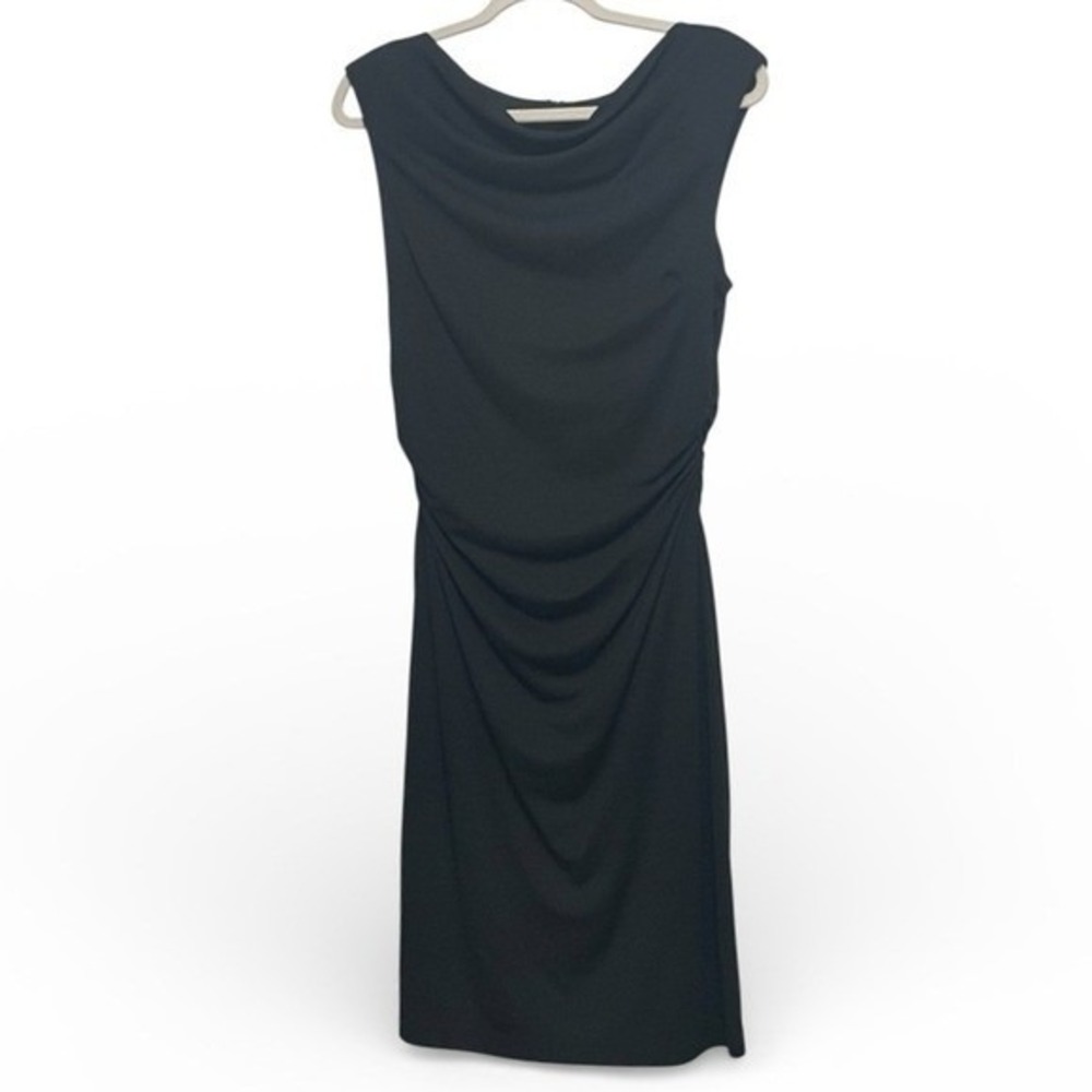 David Meister Black Draped Midi‎ Dress Size 10